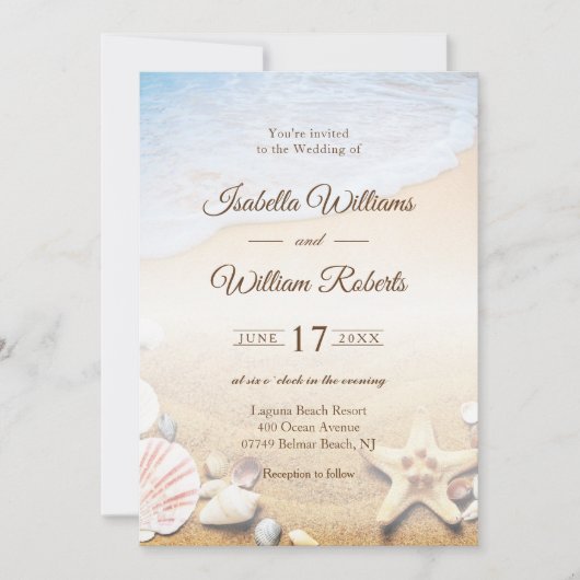 Plage tropicale Starfish Mariage Invitation (Devant)