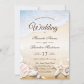 Plage tropicale Starfish Mariage Invitation (Devant)