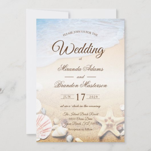 Plage tropicale Starfish Mariage Invitation (Devant)