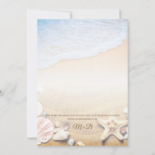 Plage tropicale Starfish Mariage Invitation (Dos)