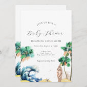 Plage tropicale Thème Baby shower Invitation Unise (Devant / Derrière)