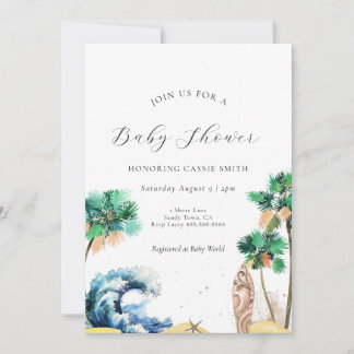 Plage tropicale Thème Baby shower Invitation Unise