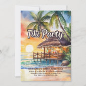 Plage tropicale Tiki Party Invitation d'anniversai (Devant)