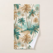 PLAGE TROPICALE VERTE ET BRUNE AVEC PALMIERS (Serviette à main)
