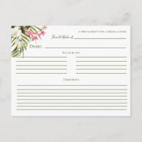 Plage tropicale verte Rose Floral Recettes Cartes