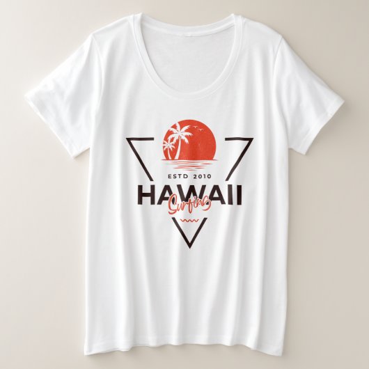 Plage tropicale vintage surf Hawaï coucher de sole (Design devant)