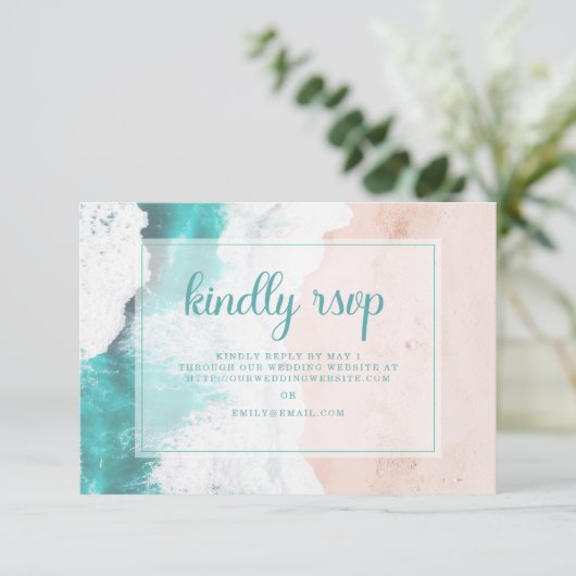 Plage Turquoise Ocean Coastal Wedding RSVP (Debout devant)