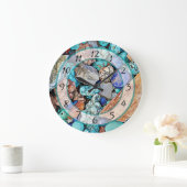 Plage Turquoise Pierres Faux Stone Gem Horloge (Maison)