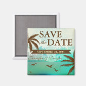 Plage Turquoise tropicale Magnet Réservez la date (Recto/Verso)