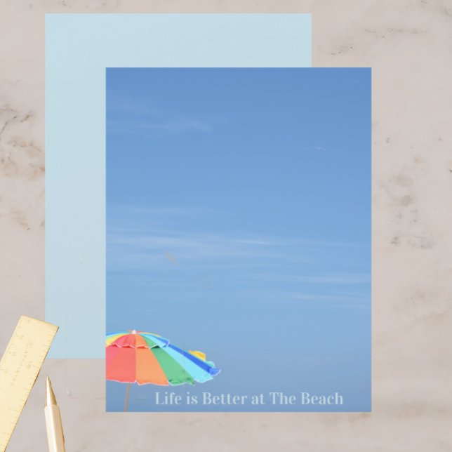 Plage Umbrella Life Better Blue Scrapbook papier (Créateur téléchargé)