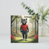 Plage : Un Tigre Jouant Golf, Carte d'Anniversaire (Debout devant)
