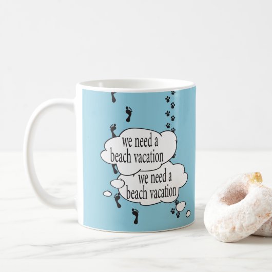 Plage Vacances Amoureux de les chiens Combo Mug (Avec donut)