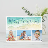 Plage Vacances Joyeux Noël Photo Carte de vacances (Debout devant)