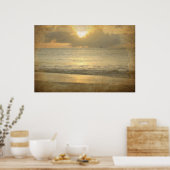 Plage vintage coucher de soleil Poster (Cuisine)