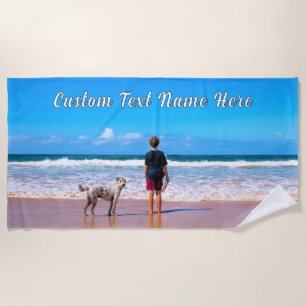 Plage Votre Serviette Photo Beach avec Nom de texte pers