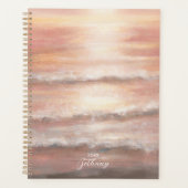 Plage Waves rose Peach Ocean Sunset Aquarelle (Devant)
