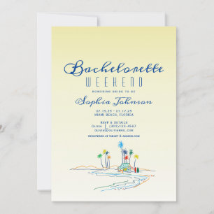 Plage Week-end Bachelorette Itinéraire Invitation