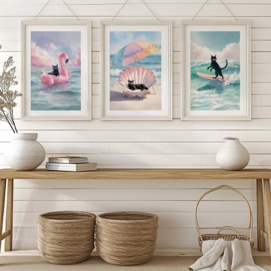 Plage Whimsical Black Cat : Beach Life