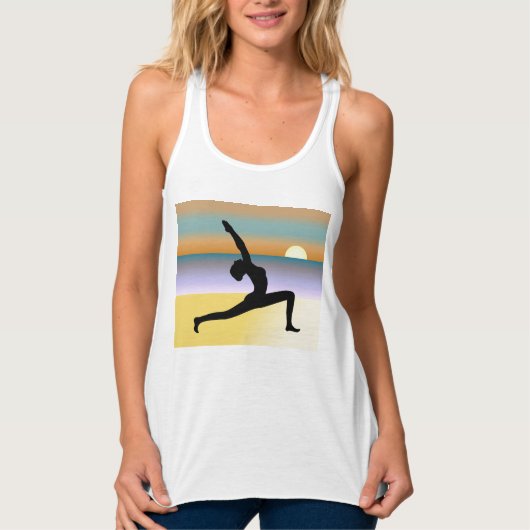 Plage Yoga Pose Silhouette Femmes Débardeur (Devant)
