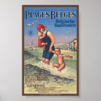 Plages Belges Poster vintage 1920