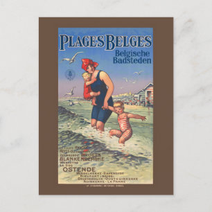 Plages Belges Vintage Poster 1920 Briefkaart