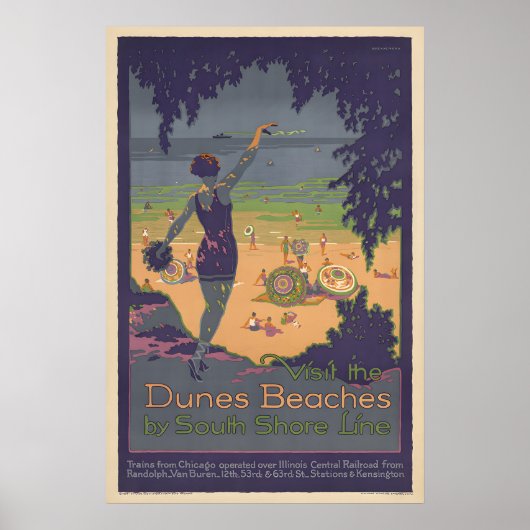 Plages des Dunes - Affiche de voyage vintage (Devant)