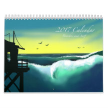 Plages et calendrier 2017 d'art de surf