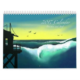 Plages et calendrier 2017 d'art de surf