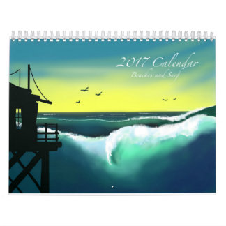 Plages et calendrier 2017 d'art de surf