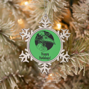 Plague Doctor Gothic Horror Tin Sneeuwvlok Ornament