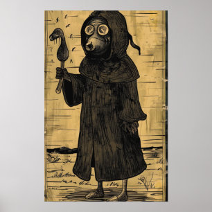 Plague Doctor Kawaii C Poster -  Retro Art