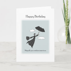 Plague Doctor vliegend met Bat Umbrella Birthday Kaart
