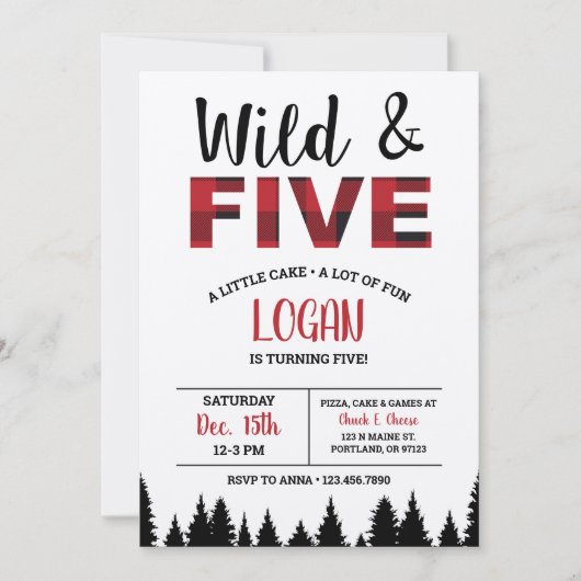 Plaid 5e anniversaire Invitation Wild & Five (Devant)