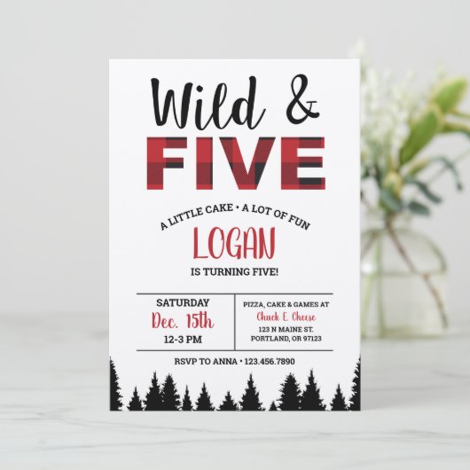 Plaid 5e anniversaire Invitation Wild & Five (Debout devant)