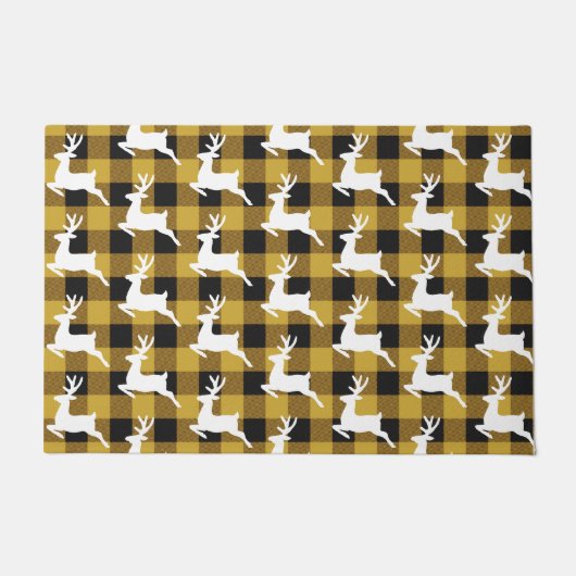 Plaid and deer doormat deurmat (Voorkant)