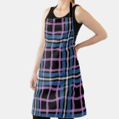 Plaid Apron – Blue & Lavender Checkered Kitchen Schort (Insitu)