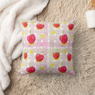 Plaid avec Cerises roses Lisse Oreiller