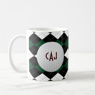 Plaid avec la boule de golf, tasse de café