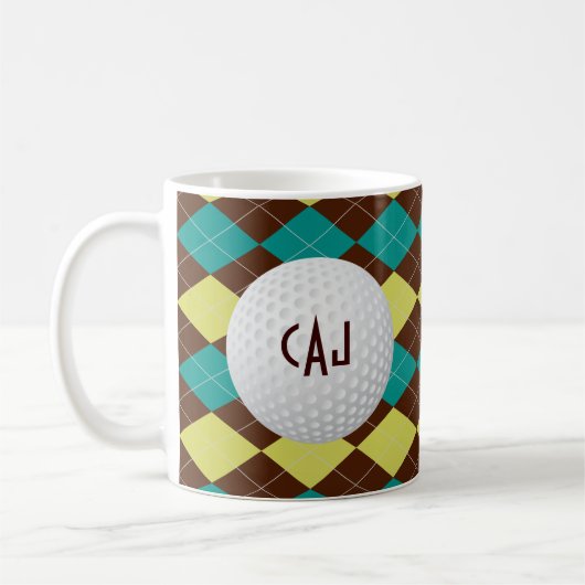 Plaid avec la boule de golf, tasse de café (Gauche)