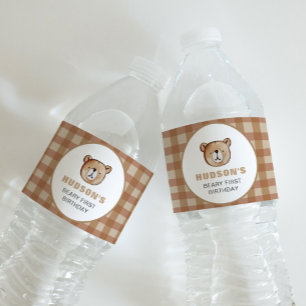 Plaid Beer Verjaardag Water Bottle Label Waterfles Etiket