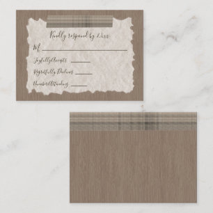 Plaid Beige, Carte RSVP en Bois Bar Mitzvah