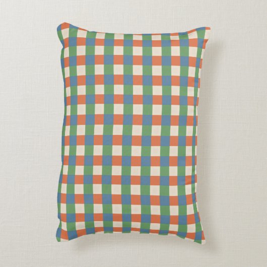 Plaid Beige Green Red Accent Pillow Kussen (Achterkant (Verticaal))