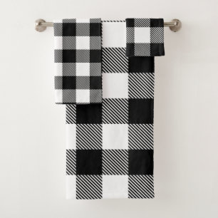 Plaid blanc noir de Buffalo avec le sergé