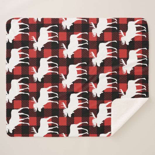 Plaid blanc rustique de contrôle d'orignaux et de (Devant (Horizontal))