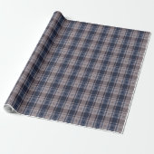 Plaid-Blauw Bruin-Mannelijk Verpakkingsdocument Cadeaupapier (Uitgerold)