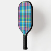 Plaid Blauw, Paarse, Groene, Gele Turquoise Madras Pickleball Paddle (Links)