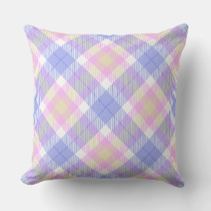Plaid Blauw Roze Geel Kussen