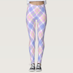 Plaid Blauw Roze Geel Leggings