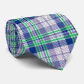 Plaid Bleu Avec Cravate Verte (Roulé)