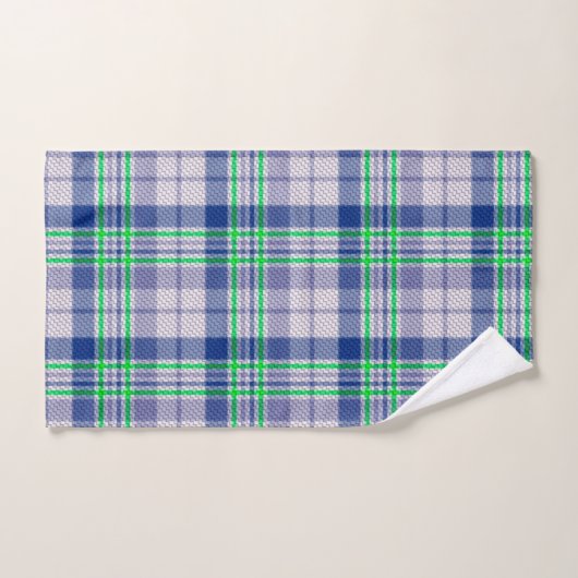 Plaid Bleu Avec Vert (Serviette à main)